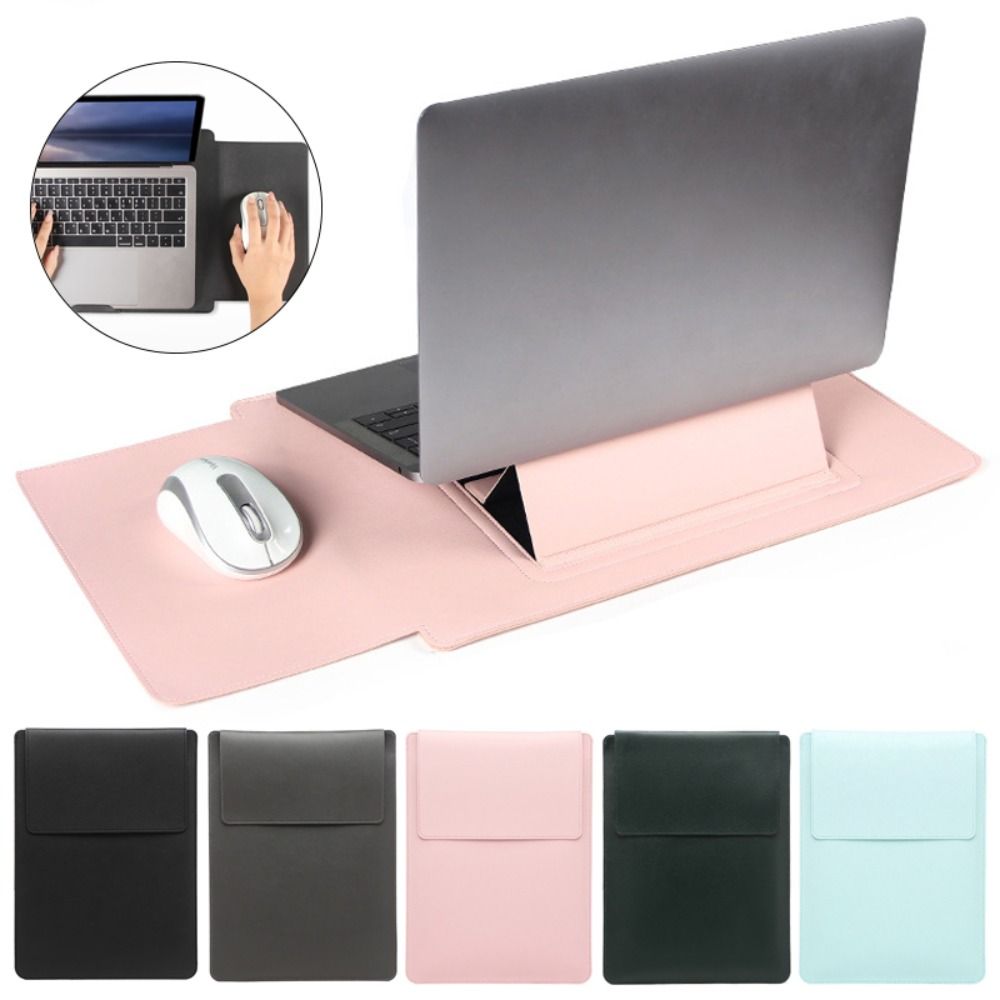 Laptop Accessories Pouch - 13 15 นิ้วแล็ปท็อปพร้อมขาตั้งหนัง PU กรณีแท็บเล็ตกันกระแทก Ultrabook