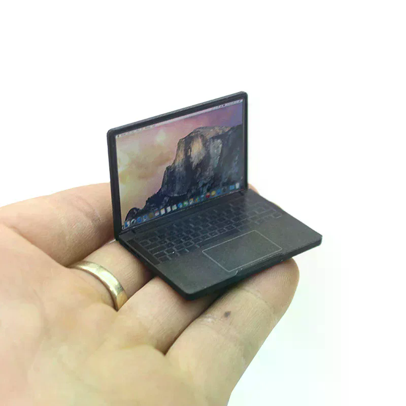 Laptop Accessories Diy - แล็ปท็อปจำลองน่ารัก ขนาด 1:12 ของตกแต่งบ้านตุ๊กตา งานฝีมือโลหะผสมขนาดจิ๋ว สำหรับตกแต่งบ้านตุ๊กตา