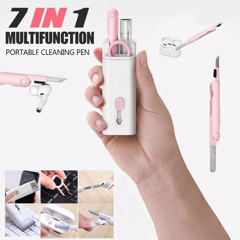 Laptop Accessories All In One - ปากกาทำความสะอาดอิเล็กทรอนิกส์ 7-in-1 ชุดอุปกรณ์ทำความสะอาดอเนกประสงค์ ชุดแปรงทำความสะอาด สำหรับหูฟังไร้สาย คีย์บอร์ดแบบกลไก