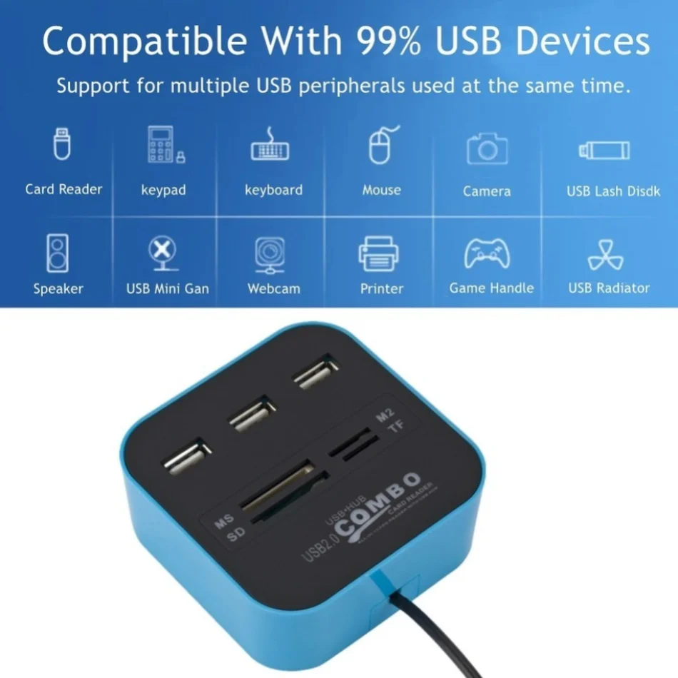 3 พอร์ต USB 2.0 Hub Combo USB  - Laptop Accessories All In One บทวิจารณ์และราคา